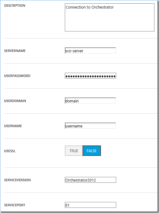 SMA Connection Setting for connecting with Orchestrator