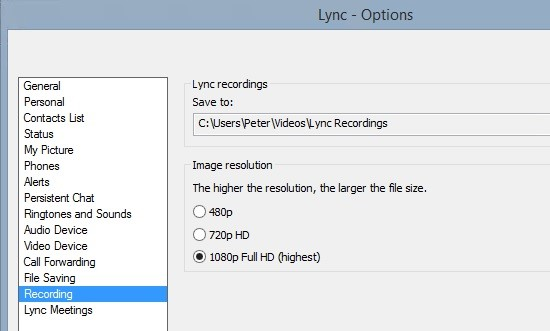 Lync Recording Options