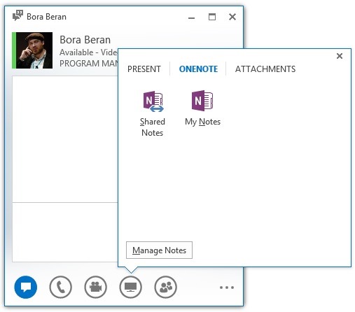Lync entry points for adding meeting notes