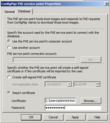 ConfigMgr PXE Service Point Properties