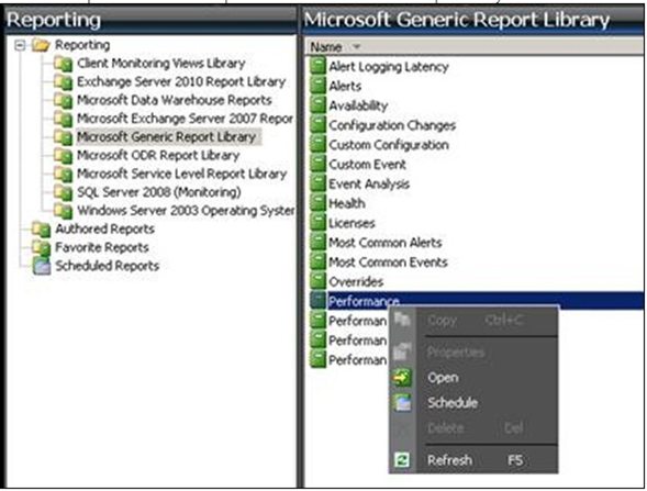 Performance report under the Microsoft Generic Report Library folder
