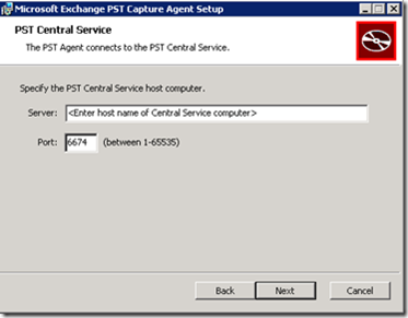 PST Capture Agent Set Central Service Details