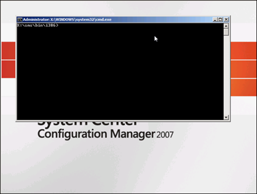 When WinPE boots up you see the ConfigMgr background