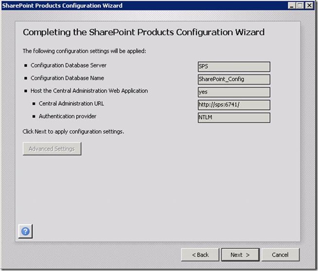 SharePoint installation completed
