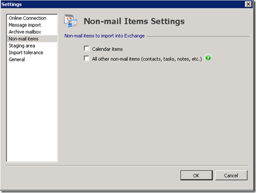 PST Capture Toll Non-Mail Item Import Options