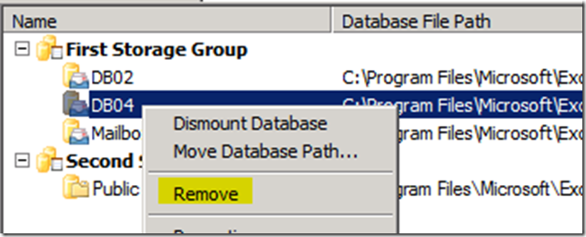 Removing Legacy Mailbox Database Using Exchange Management Console