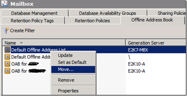 Moving OAB Using Exchange Management Console