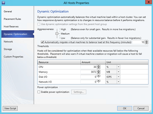 System Center 2012 SP1 Virtual Machine Manager – Dynamic Optimization