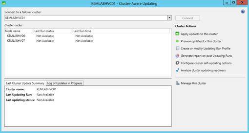 Windows Server 2012 – Cluster Aware Updating (CAU)