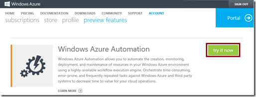 Activate the Azure Automation preview feature!