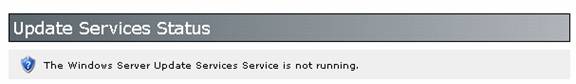 The Windows Server Update Services Service is not running. 