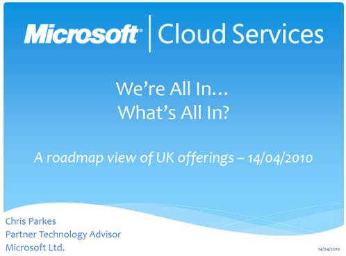 We're All In - Microsoft Cloud Services UK Roadmap