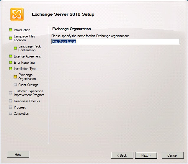 Exchange Server 2010 - Setup Exchange Organization