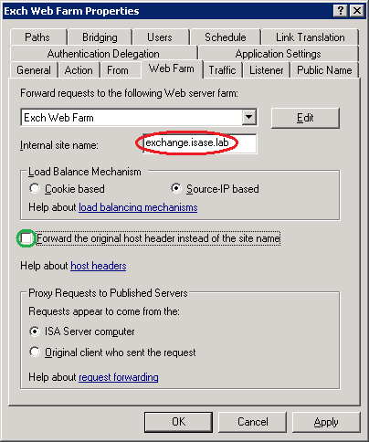 ISA Server 2006 Web Farm Rule Example
