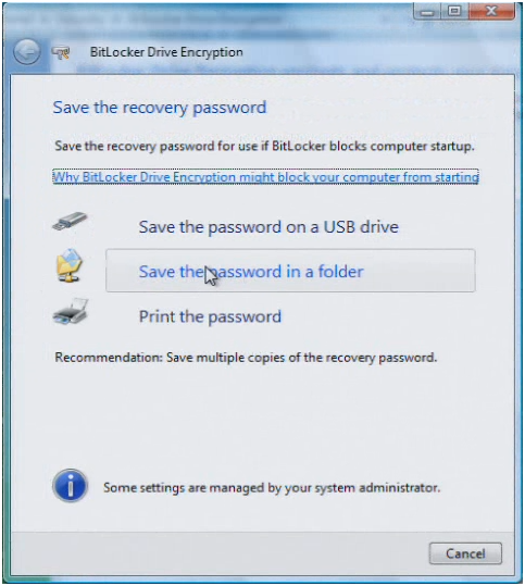 Save recovery password - BitLocker with TPM