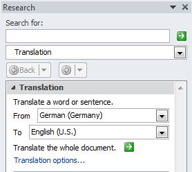 Translation Built into Office 2010